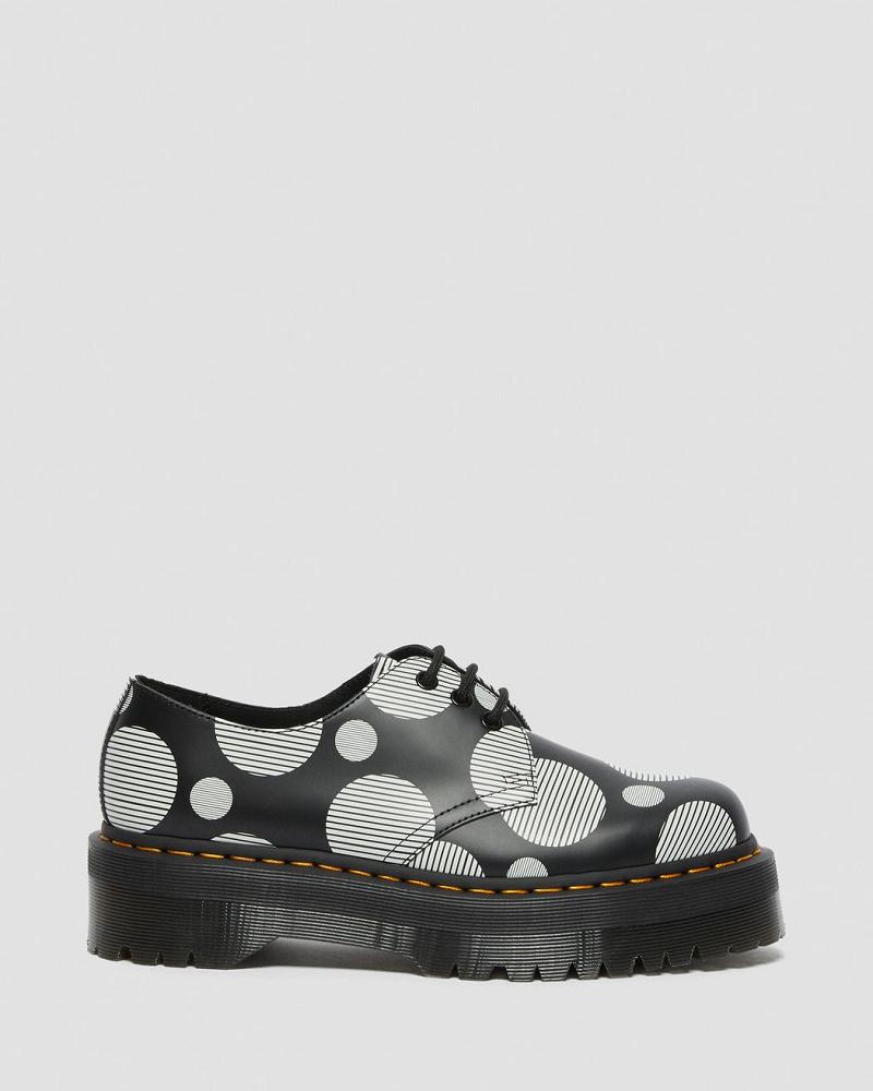 Black Men's Dr Martens 1461 Polka Dot Smooth Leather Platform Shoes | CA 621HAP